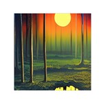 Outdoors Night Moon Full Moon Trees Setting Scene Forest Woods Light Moonlight Nature Wilderness Lan Square Satin Scarf (30  x 30 )