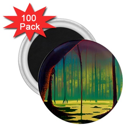 Nature Swamp Water Sunset Spooky Night Reflections Bayou Lake 2.25  Magnets (100 pack)  from UrbanLoad.com Front