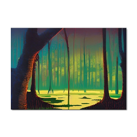 Nature Swamp Water Sunset Spooky Night Reflections Bayou Lake Sticker A4 (10 pack) from UrbanLoad.com Front