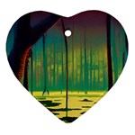 Nature Swamp Water Sunset Spooky Night Reflections Bayou Lake Heart Ornament (Two Sides)