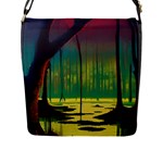 Nature Swamp Water Sunset Spooky Night Reflections Bayou Lake Flap Closure Messenger Bag (L)