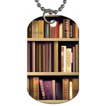 Books Bookshelves Office Fantasy Background Artwork Book Cover Apothecary Book Nook Literature Libra Dog Tag (Two Sides)