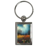 Wildflowers Field Outdoors Clouds Trees Cover Art Storm Mysterious Dream Landscape Key Chain (Rectangle)