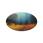 Wildflowers Field Outdoors Clouds Trees Cover Art Storm Mysterious Dream Landscape Sticker Oval (100 pack)