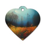 Wildflowers Field Outdoors Clouds Trees Cover Art Storm Mysterious Dream Landscape Dog Tag Heart (Two Sides)