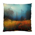 Wildflowers Field Outdoors Clouds Trees Cover Art Storm Mysterious Dream Landscape Standard Cushion Case (Two Sides)