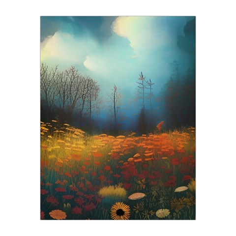 Wildflowers Field Outdoors Clouds Trees Cover Art Storm Mysterious Dream Landscape Medium Tapestry from UrbanLoad.com Front