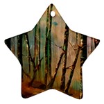 Woodland Woods Forest Trees Nature Outdoors Mist Moon Background Artwork Book Ornament (Star)