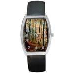 Woodland Woods Forest Trees Nature Outdoors Mist Moon Background Artwork Book Barrel Style Metal Watch
