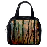 Woodland Woods Forest Trees Nature Outdoors Mist Moon Background Artwork Book Classic Handbag (One Side)