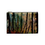 Woodland Woods Forest Trees Nature Outdoors Mist Moon Background Artwork Book Cosmetic Bag (Medium)