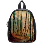 Woodland Woods Forest Trees Nature Outdoors Mist Moon Background Artwork Book School Bag (Small)