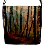 Woodland Woods Forest Trees Nature Outdoors Mist Moon Background Artwork Book Flap Closure Messenger Bag (S)