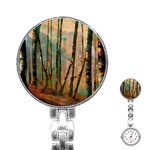 Woodland Woods Forest Trees Nature Outdoors Mist Moon Background Artwork Book Stainless Steel Nurses Watch