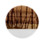 Woodland Woods Forest Trees Nature Outdoors Mist Moon Background Artwork Book Marble Wood Coaster (Round)