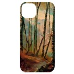 Woodland Woods Forest Trees Nature Outdoors Mist Moon Background Artwork Book iPhone 14 Plus Black UV Print Case