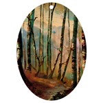 Woodland Woods Forest Trees Nature Outdoors Mist Moon Background Artwork Book UV Print Acrylic Ornament Oval