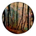 Woodland Woods Forest Trees Nature Outdoors Mist Moon Background Artwork Book Round Glass Fridge Magnet (4 pack)