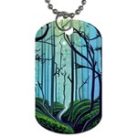 Nature Outdoors Night Trees Scene Forest Woods Light Moonlight Wilderness Stars Dog Tag (Two Sides)