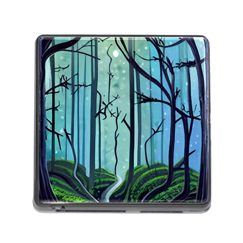 Nature Outdoors Night Trees Scene Forest Woods Light Moonlight Wilderness Stars Memory Card Reader (Square 5 Slot) from UrbanLoad.com Front