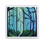 Nature Outdoors Night Trees Scene Forest Woods Light Moonlight Wilderness Stars Memory Card Reader (Square)