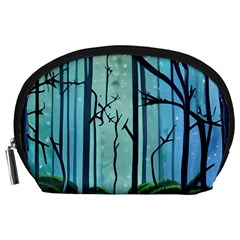 Nature Outdoors Night Trees Scene Forest Woods Light Moonlight Wilderness Stars Accessory Pouch (Large) from UrbanLoad.com Front