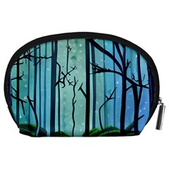 Nature Outdoors Night Trees Scene Forest Woods Light Moonlight Wilderness Stars Accessory Pouch (Large) from UrbanLoad.com Back