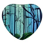 Nature Outdoors Night Trees Scene Forest Woods Light Moonlight Wilderness Stars Heart Glass Fridge Magnet (4 pack)