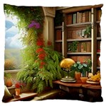 Room Interior Library Books Bookshelves Reading Literature Study Fiction Old Manor Book Nook Reading Large Cushion Case (One Side)