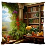 Room Interior Library Books Bookshelves Reading Literature Study Fiction Old Manor Book Nook Reading Standard Premium Plush Fleece Cushion Case (Two Sides)