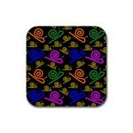 Pattern Repetition Snail Blue Rubber Coaster (Square)