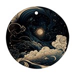 Starry Sky Moon Space Cosmic Galaxy Nature Art Clouds Art Nouveau Abstract Ornament (Round)