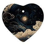 Starry Sky Moon Space Cosmic Galaxy Nature Art Clouds Art Nouveau Abstract Ornament (Heart)