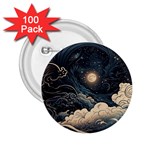 Starry Sky Moon Space Cosmic Galaxy Nature Art Clouds Art Nouveau Abstract 2.25  Buttons (100 pack) 