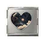 Starry Sky Moon Space Cosmic Galaxy Nature Art Clouds Art Nouveau Abstract Mega Link Heart Italian Charm (18mm)