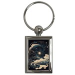 Starry Sky Moon Space Cosmic Galaxy Nature Art Clouds Art Nouveau Abstract Key Chain (Rectangle)