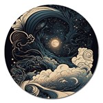 Starry Sky Moon Space Cosmic Galaxy Nature Art Clouds Art Nouveau Abstract Magnet 5  (Round)