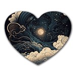 Starry Sky Moon Space Cosmic Galaxy Nature Art Clouds Art Nouveau Abstract Heart Mousepad