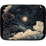 Starry Sky Moon Space Cosmic Galaxy Nature Art Clouds Art Nouveau Abstract Two Sides Fleece Blanket (Mini)