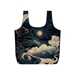 Starry Sky Moon Space Cosmic Galaxy Nature Art Clouds Art Nouveau Abstract Full Print Recycle Bag (S)