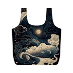 Starry Sky Moon Space Cosmic Galaxy Nature Art Clouds Art Nouveau Abstract Full Print Recycle Bag (M)