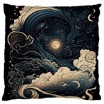 Starry Sky Moon Space Cosmic Galaxy Nature Art Clouds Art Nouveau Abstract Large Premium Plush Fleece Cushion Case (Two Sides)
