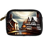 Village Reflections Snow Sky Dramatic Town House Cottages Pond Lake City Digital Camera Leather Case