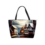 Village Reflections Snow Sky Dramatic Town House Cottages Pond Lake City Classic Shoulder Handbag