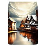 Village Reflections Snow Sky Dramatic Town House Cottages Pond Lake City Removable Flap Cover (S)