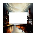 Village Reflections Snow Sky Dramatic Town House Cottages Pond Lake City White Box Photo Frame 4  x 6 