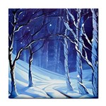 Landscape Outdoors Greeting Card Snow Forest Woods Nature Path Trail Santa s Village Tile Coaster