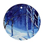 Landscape Outdoors Greeting Card Snow Forest Woods Nature Path Trail Santa s Village Ornament (Round)