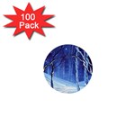 Landscape Outdoors Greeting Card Snow Forest Woods Nature Path Trail Santa s Village 1  Mini Buttons (100 pack) 