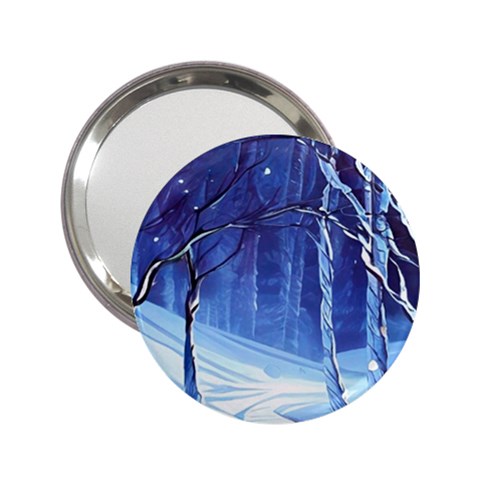 Landscape Outdoors Greeting Card Snow Forest Woods Nature Path Trail Santa s Village 2.25  Handbag Mirrors from UrbanLoad.com Front